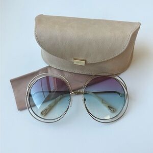 Cholé Blue Pink Gradient Gold Sunglasses